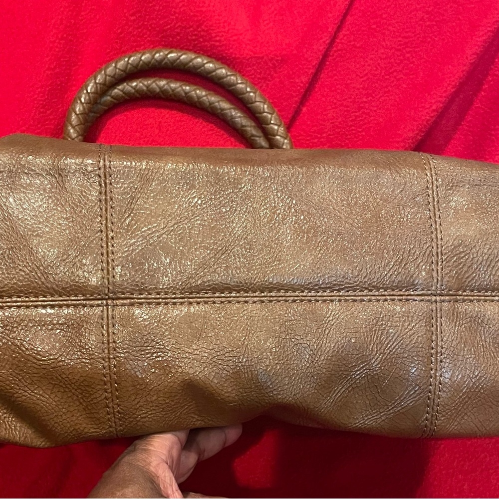 Aldo Brown Leather Tote with Leopard Print Scarf NWOT - Picture 3 of 9